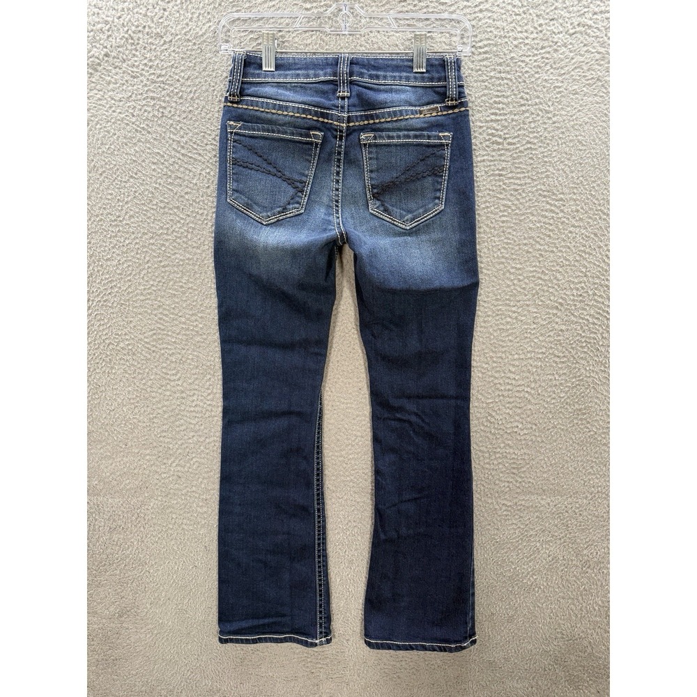 KanCan Jeans Womens 25 Blue Mid Rise Bootcut Stretch Thick Stitch Distressed‎ - Picture 2 of 10